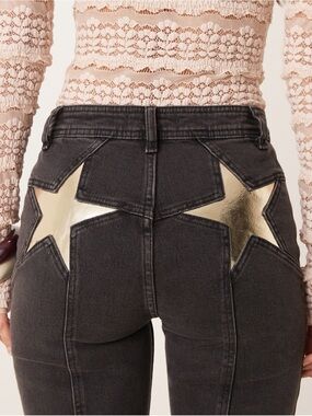 Free People Star Firecracker Flared Jeans in Graphite Size 30 Western Bohemian